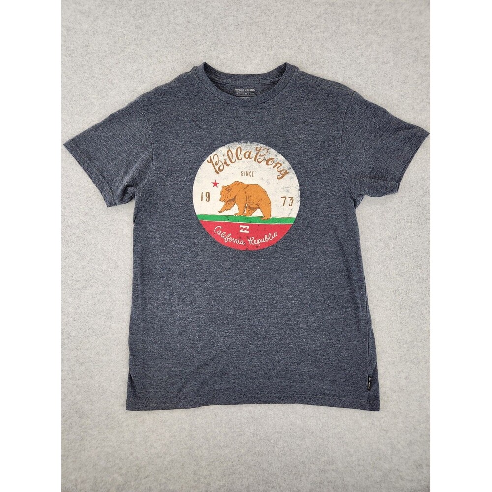 BILLABONG Grizzly‎ BEAR CALIFORNIA REPUBLIC Ca SURFBOARD T-Shirt SZ Fitted Small